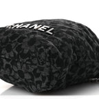 Denim Quilted Floral Print Mini Chanel 22 Black Grey
