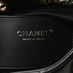 Shiny Crumpled Calfskin Quilted Mini Chanel 25 Handbag Black
