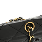Lambskin Medium Double Flap Black