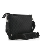 GG Supreme Monogram Azalea Calfskin Retro Interlocking G Wristlet Messenger Bag Black