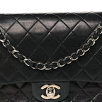 Lambskin Quilted Medium Double Flap Black