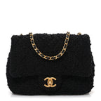 Tweed Quilted Mini Square Flap Black
