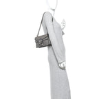 Dollar Calfskin Enamel Small Dionysus Shoulder Bag Dusty Grey Electric Blue