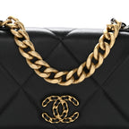 Lambskin Quilted Chanel 19 Wallet On Chain WOC Black