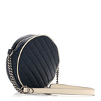 Azalea Calfskin Matelasse Diagonal Mini Torchon GG Marmont Round Shoulder Bag Blue Agata Mystic White