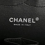 Shiny Crumpled Calfskin Quilted Jumbo Double Flap So Black