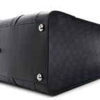 GG Supreme Monogram Textured Dollar Calfskin Large Ophidia Tote Bag Black Blue