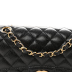 Caviar Quilted Small Double Flap Black