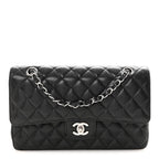Caviar Quilted Medium Double Flap Black