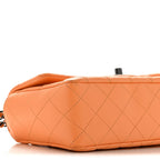 Lambskin Quilted Mini Rectangular Flap Orange