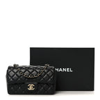 Lambskin Quilted Mini Rectangular Flap Black