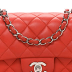 Lambskin Quilted Mini Rectangular Flap Red