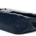 Lambskin Quilted Medium Double Flap Navy