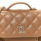 Caviar Quilted Business Affinity Clutch With Chain Flap Camel