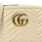 Calfskin Matelasse Small GG Marmont Chain Shoulder Bag White