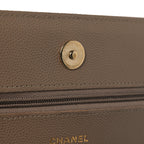 Caviar Quilted Wallet on Chain WOC Dark Beige