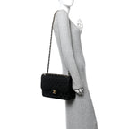 Caviar Quilted Jumbo Double Flap Black