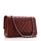 Lambskin Quilted Medium Double Flap Burgundy