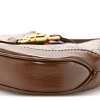 GG Supreme Monogram Azalea Calfskin Web Mini Jackie 1961 Hobo Beige Ebony Brown Sugar