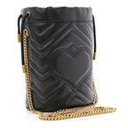 Calfskin Matelasse Mini GG Marmont 2.0 Bucket Bag Black