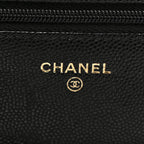 Caviar Quilted Perforated Metal CC Wallet On Chain WOC Black