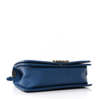 Iridescent Caviar Quilted Medium Boy Flap Dark Blue
