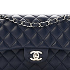 Lambskin Quilted Small Double Flap Blue