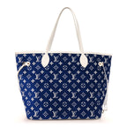 Jacquard Velvet Monogram LV Match Neverfull MM Bleu