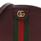 Textured Dollar Calfskin Web Small Ophidia Dome Shoulder Bag Burgundy