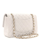 Caviar Quilted Medium Double Flap Light Grey