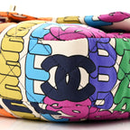 Printed Fabric Quilted Logo Single Flap Bag Multicolor