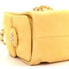 Suede Quilted Mini Chanel 25 Handbag Yellow