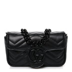 Calfskin Matelasse Monochrome GG Marmont Chain Belt Bag Black