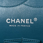 Lambskin Quilted Jumbo Double Flap Turquoise