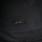 Suede Shiny Lambskin Quilted Large Shopping Bag Beige Black
