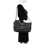 Tweed Quilted Maxi Chanel 19 Flap Black Silver Ecru