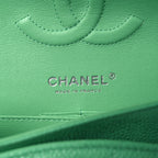 Caviar Chevron Quilted Medium Double Flap Green