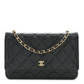 Caviar Quilted Wallet on Chain WOC Black