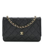 Caviar Quilted Wallet on Chain WOC Black