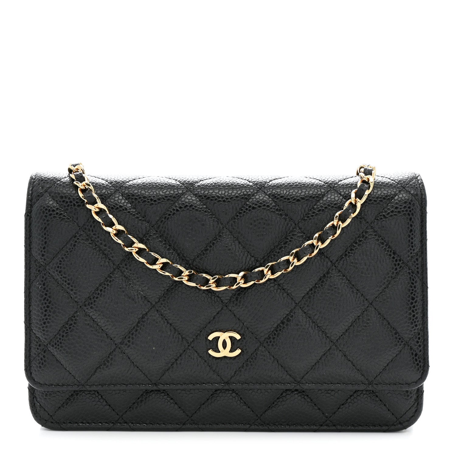 Caviar Quilted Wallet on Chain WOC Black