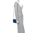 Caviar Chevron Quilted Wallet On Chain WOC Blue
