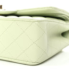 Caviar Quilted Small Double Flap Light Green