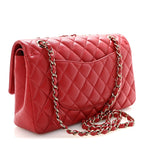 Caviar Quilted Medium Double Flap Red