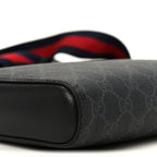 GG Supreme Monogram Web Small Flat Messenger Bag Black Grey