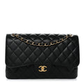 Caviar Quilted Jumbo Double Flap Black