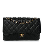 Caviar Quilted Jumbo Double Flap Black