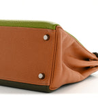 Fjord Togo Tri-Color Kelly Retourne 32 Vert Anis Gold Vert Olive
