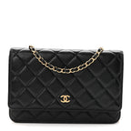 Lambskin Quilted Wallet On Chain WOC Black