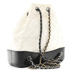 Aged Calfskin Quilted Small Gabrielle Backpack Black White