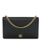 Calfskin Mini GG Marmont Chain Wallet Black